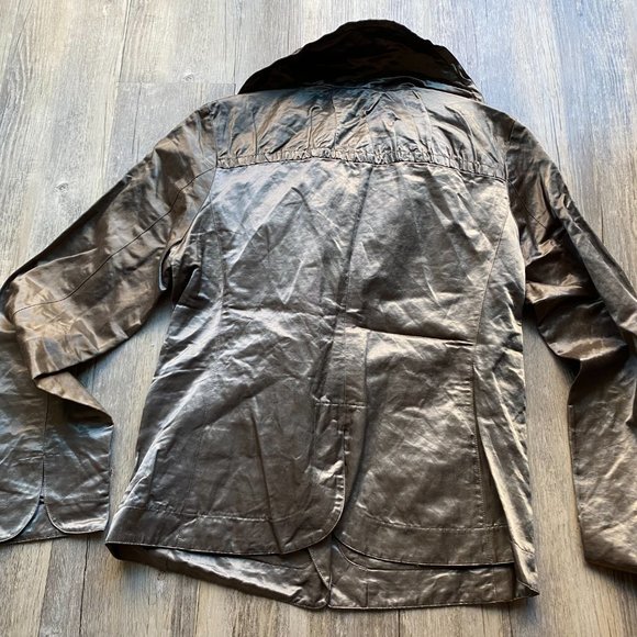 ISDA & Co Satin Shimmery Olive Green Biker Bomber Jacket - Picture 3 of 9